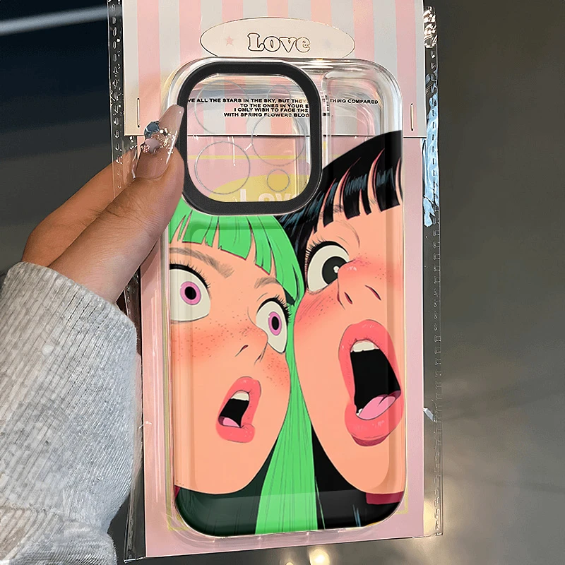 惊呆了少女适用苹果16 15手机壳iPhone13promax防摔14 12男女软11