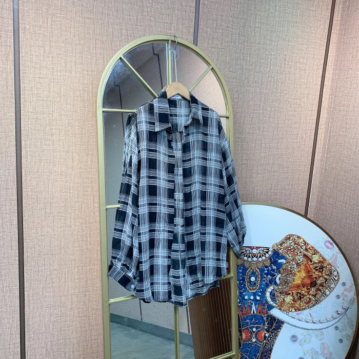 BL874孕妇黑色格子衬衣没有扣子90-140