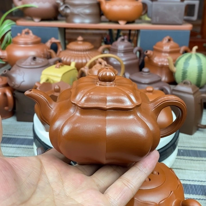 紫砂茶壶筋纹传炉230cc原矿赵庄朱泥