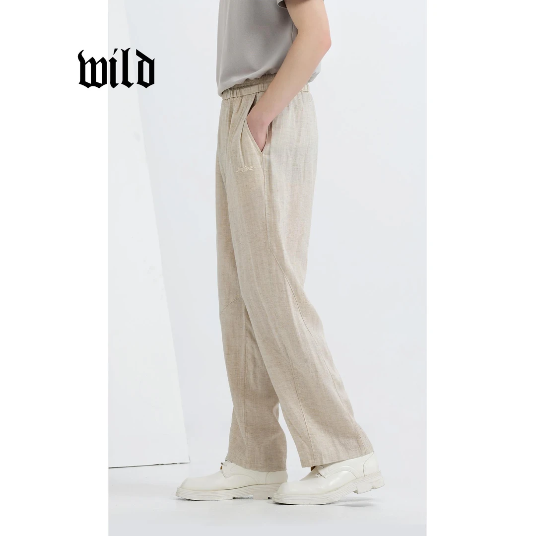 男裤休闲裤2025新款夏季时尚潮流百搭复古通勤高级亚麻宽松直筒裤