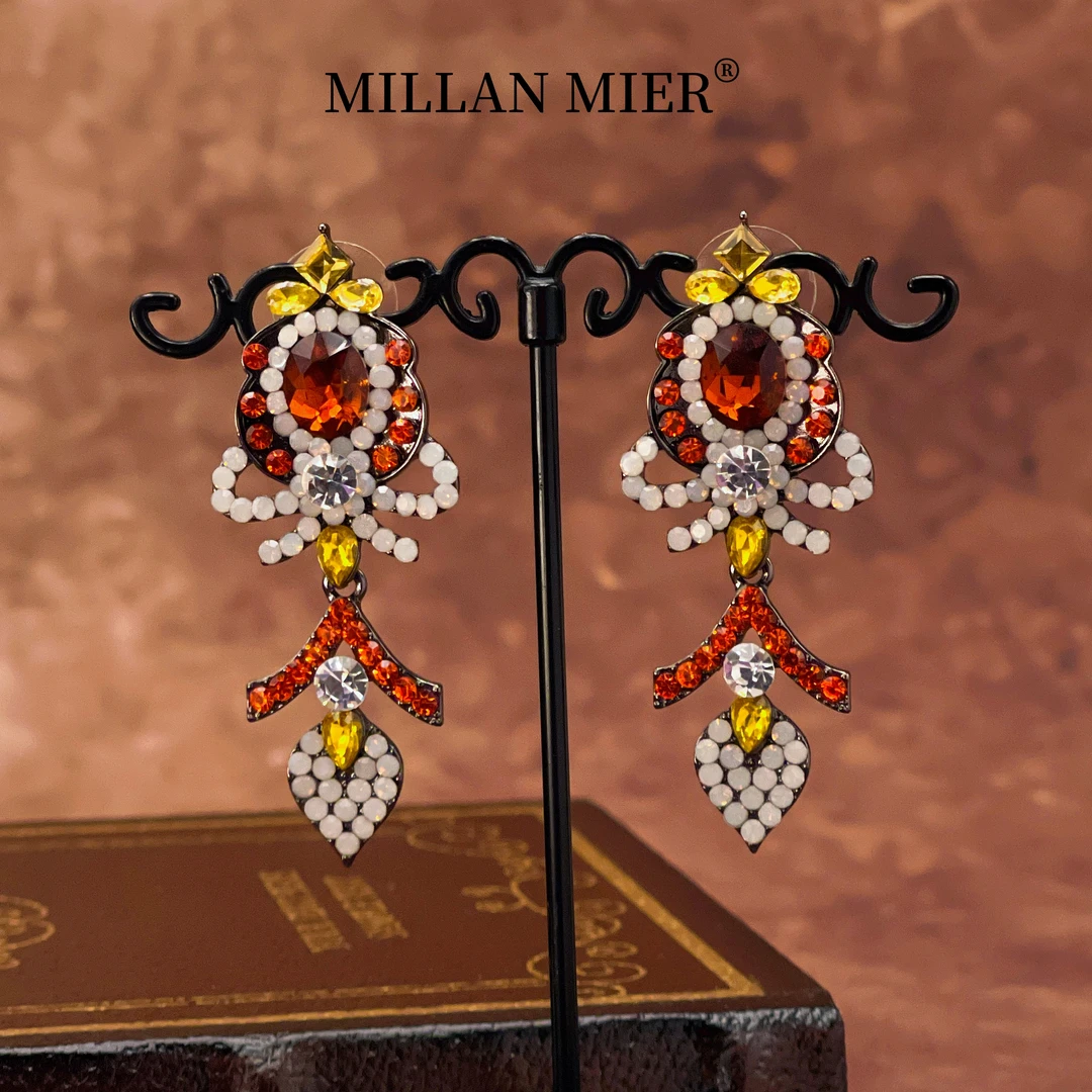 MillanMier 铜合金玻璃耳饰 【蛇精】法式原创设计满钻手工显白耳坠