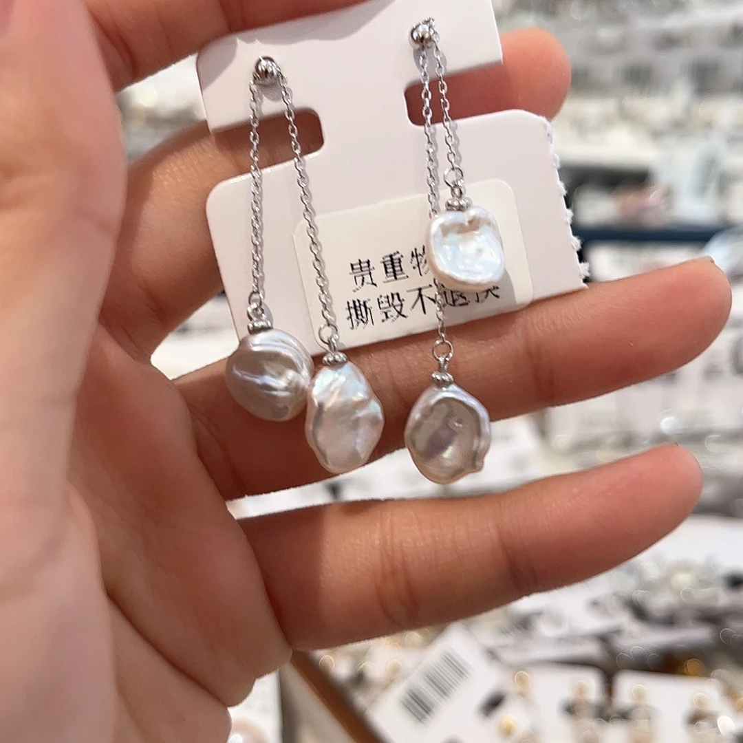 银S925镶嵌淡水珍珠耳饰