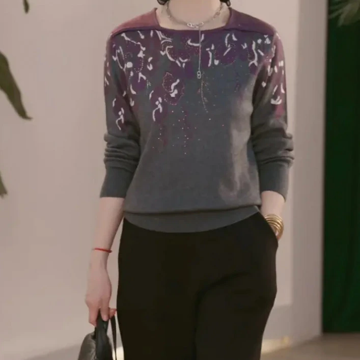 2025年新款针织衫时尚上衣气质中年女装休闲洋气毛衣