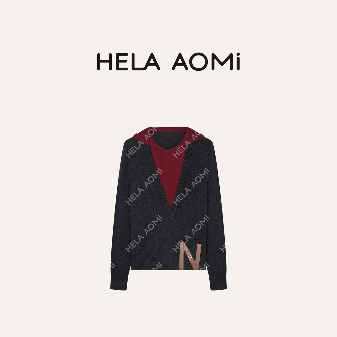 HELA AOMI “假两件.暖意活力”绵羊毛100%静奢风针织衫CY5CC33430