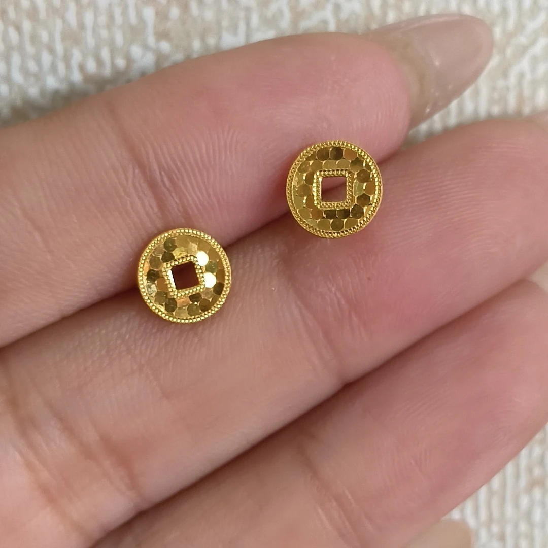 足金999钱币耳钉1.22