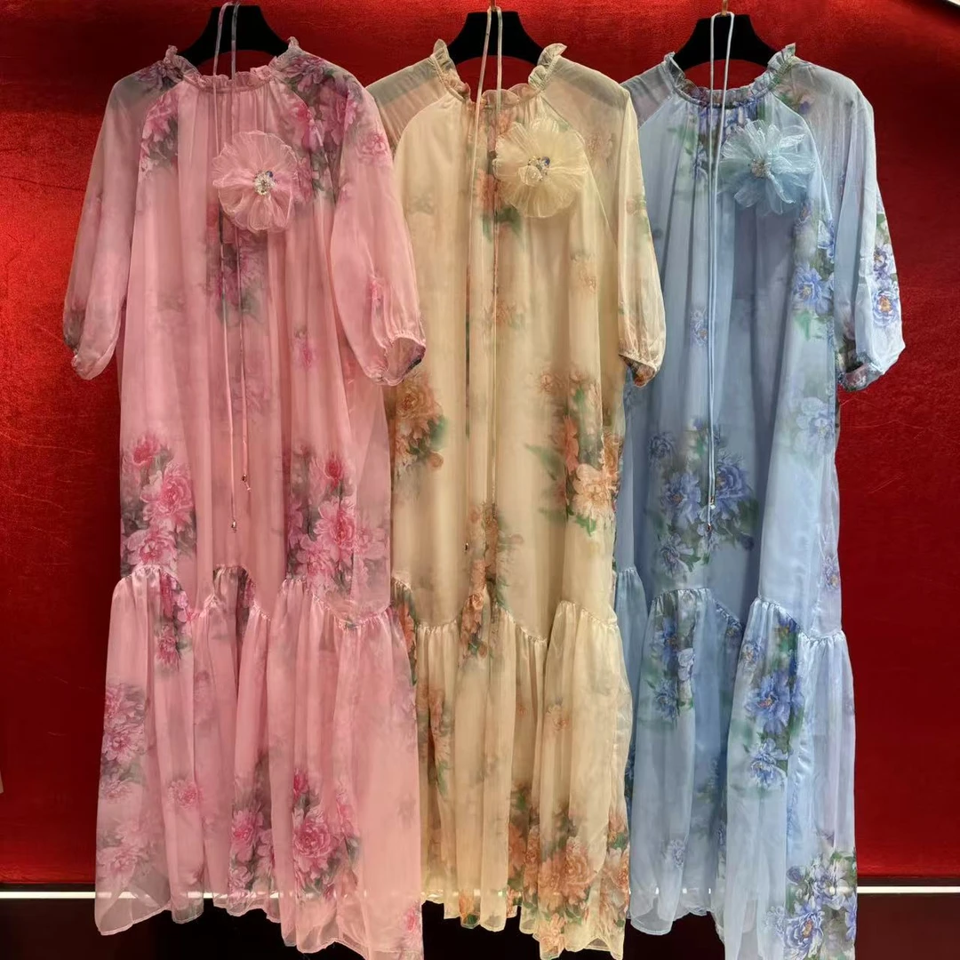 【DANDAN BRAND】300//302/深圳南油大码女装莫奈花园仙气长裙