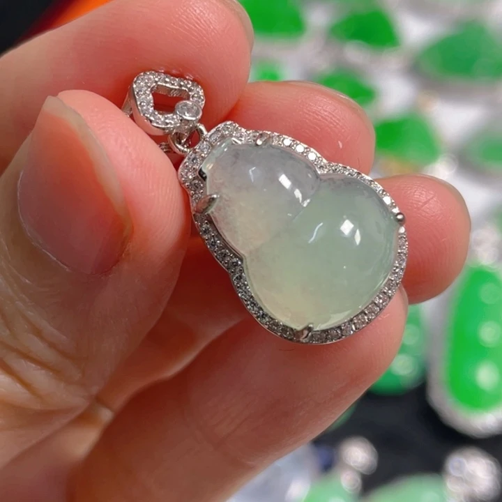 翡翠银S925镶嵌吊坠(不含链)