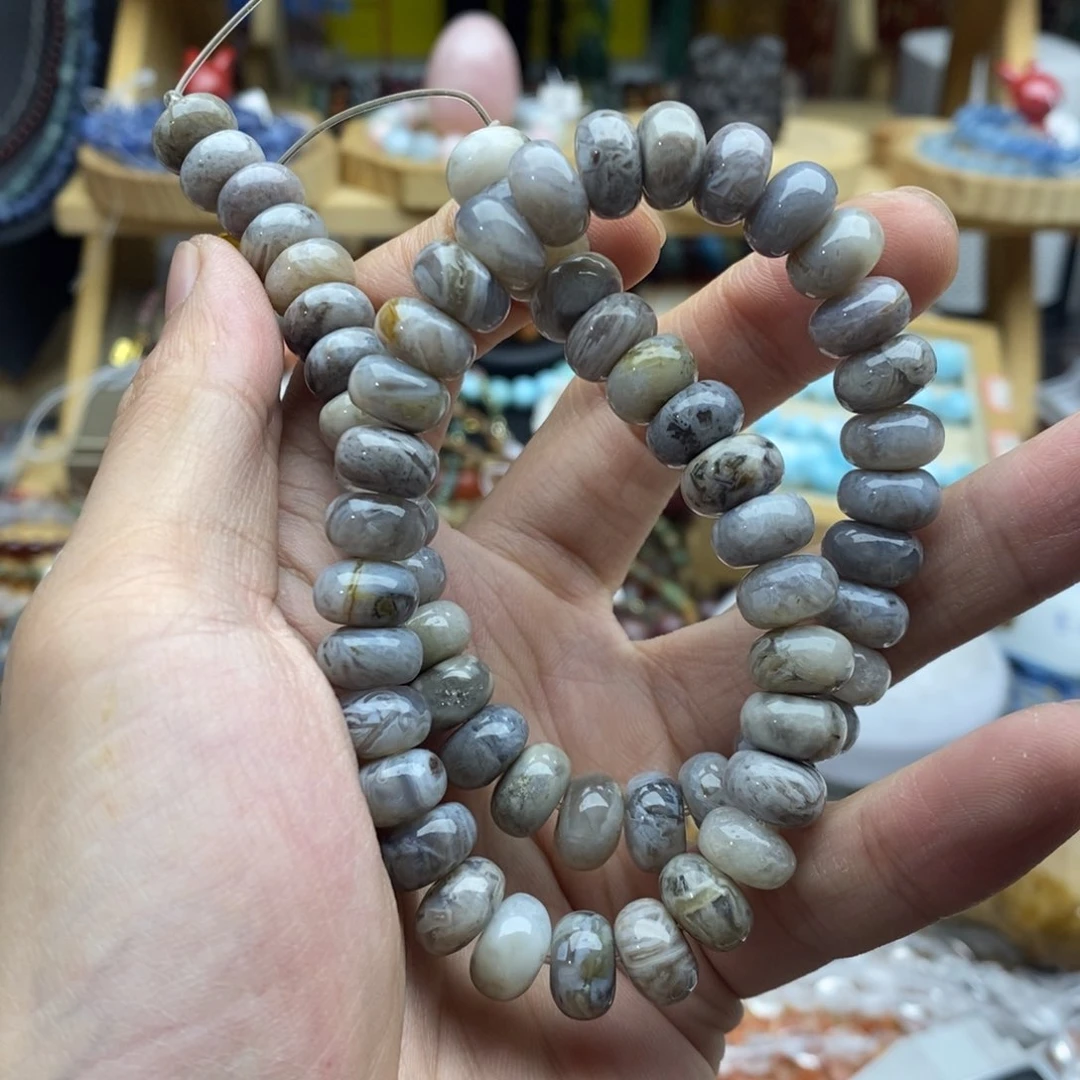 玛瑙/玉髓未镶嵌珠宝半成品一条天然10mm竹叶玛瑙隔片X96