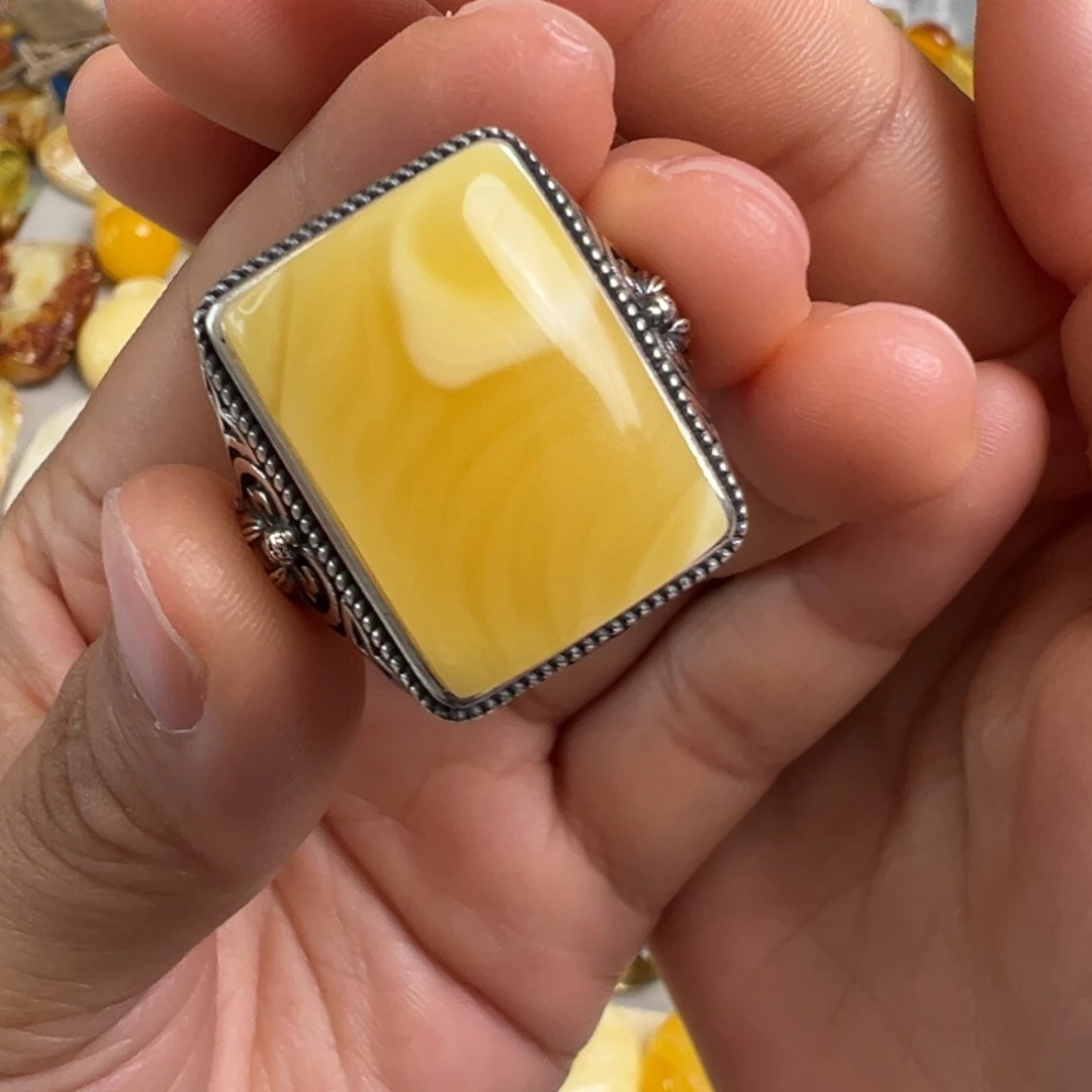 蜜蜡银S925镶嵌裸石蜜蜡