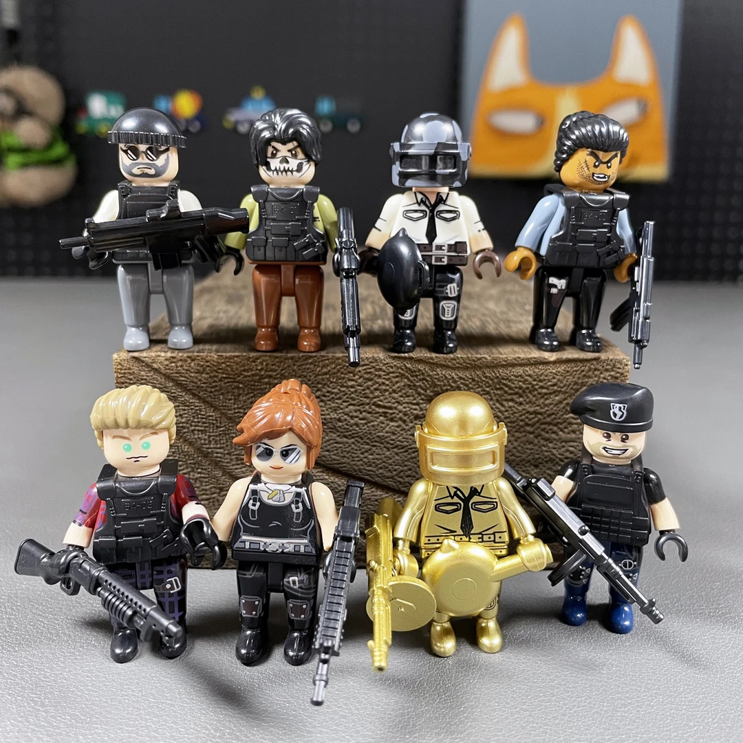 正版和平精英娃娃人仔儿童拼装模型男孩吃鸡公仔玩具小人古迪积木