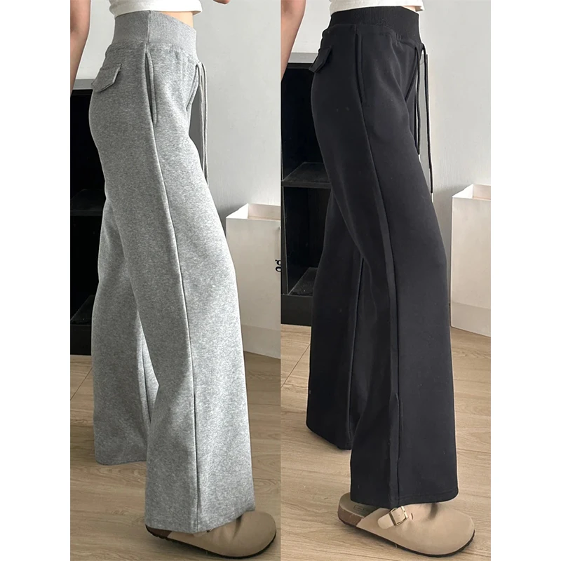 美式运动裤女春秋2025新款高腰垂感休闲卫裤小个子宽松显瘦阔腿裤