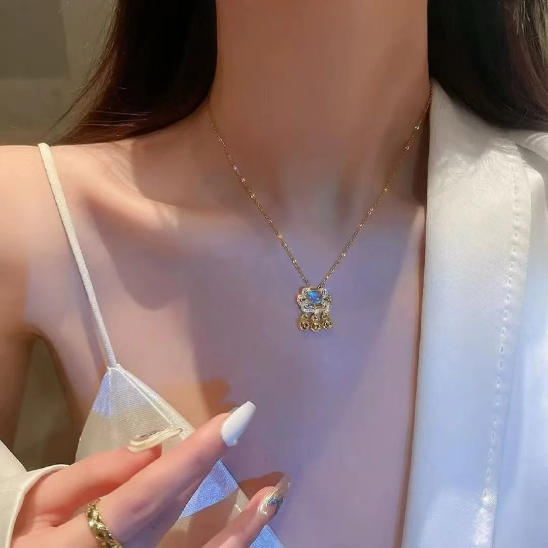 钛钢项链 金四叶草钛钢项链百搭轻奢新款时尚小众气质项链精致