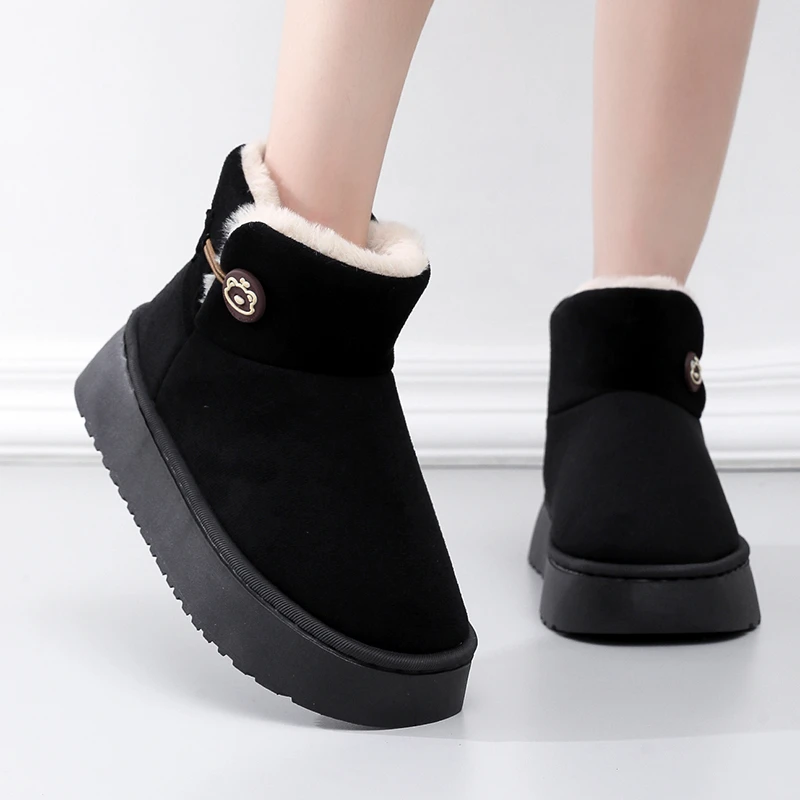 高帮棉鞋女短靴冬季学生宿舍公主靴防滑保暖时尚加厚雪地靴短筒靴