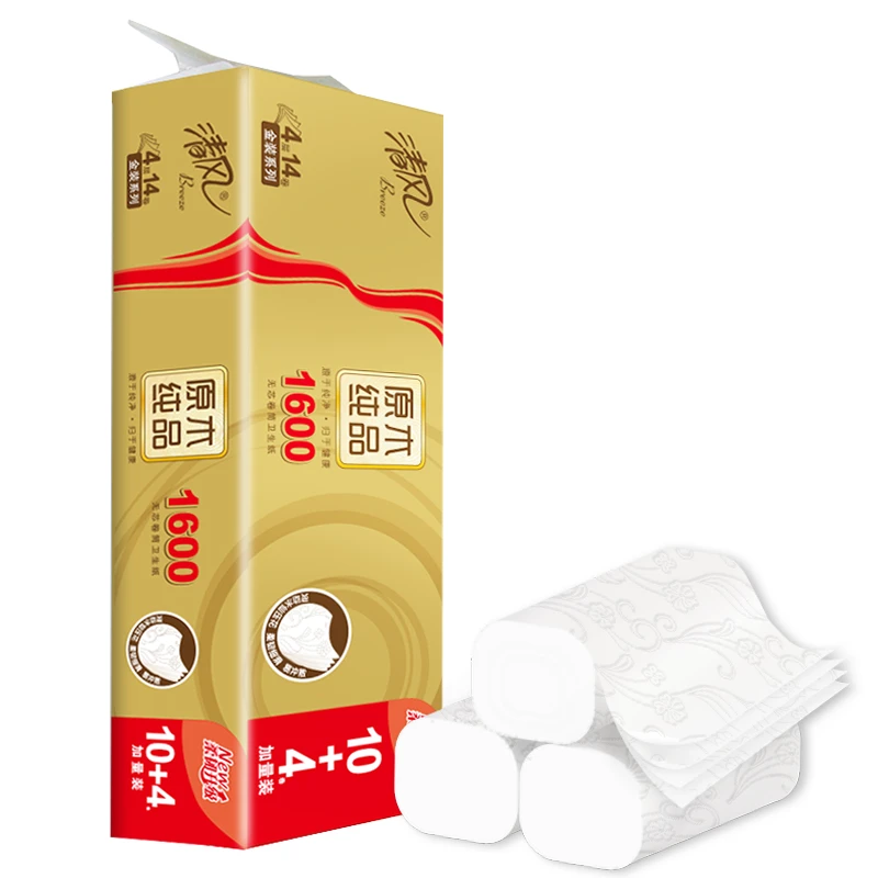清风原木金装无芯卷纸1.6千克   10+4卷/提