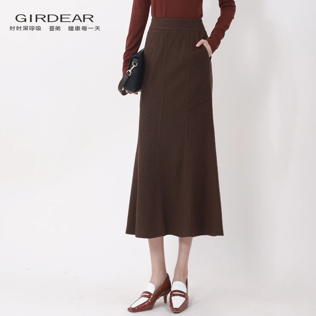 哥弟/GIRDEAR 新款法式优雅赫本包臀裙气质中长鱼尾半身裙120030