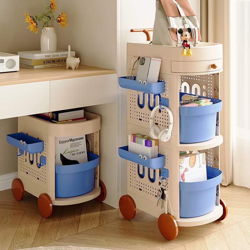 书包置物架新款可移动多层推车书本收纳架神器放书包桌下边滑轮柜