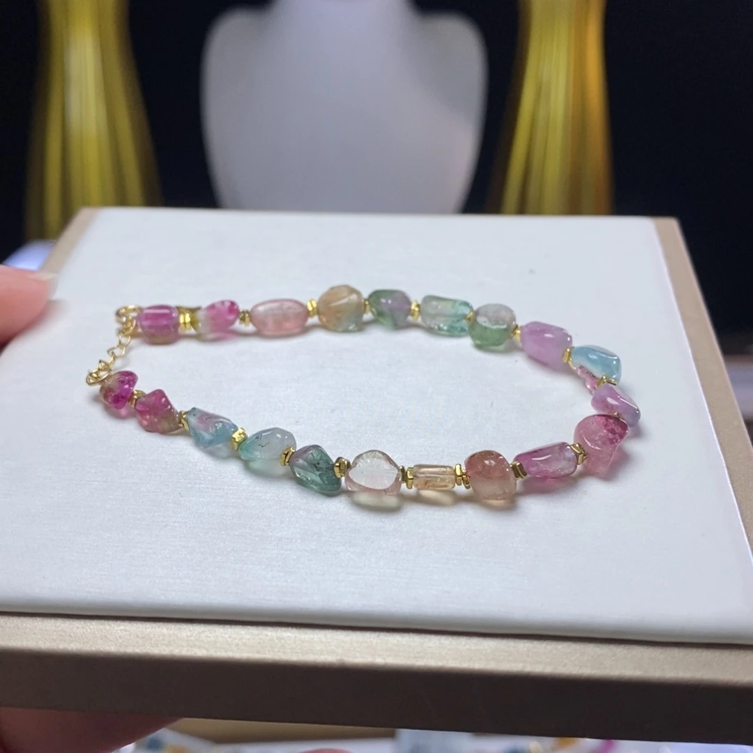 碧玺手链未镶嵌西瓜糖豆