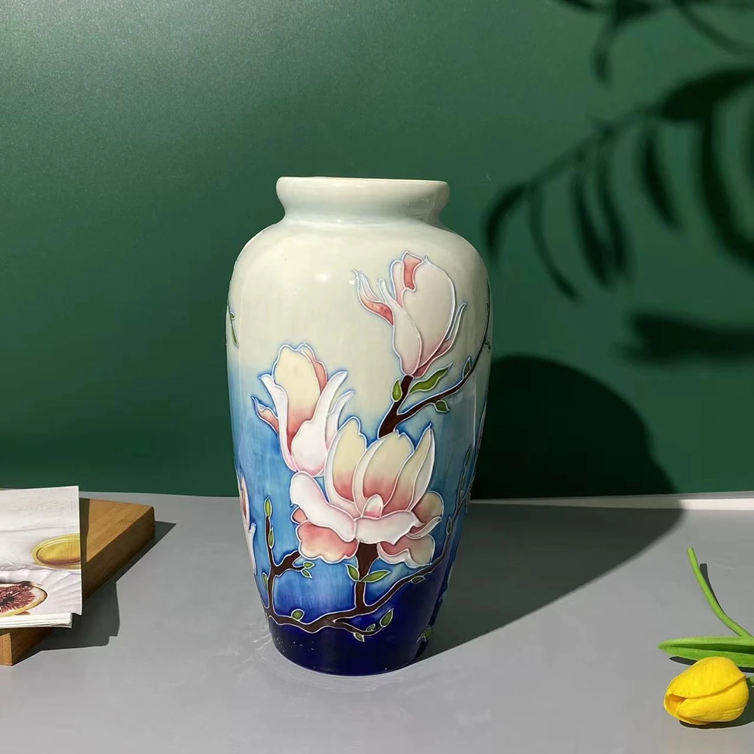 桃枝中号浮雕花瓶插花瓶子摆件收纳瓶
