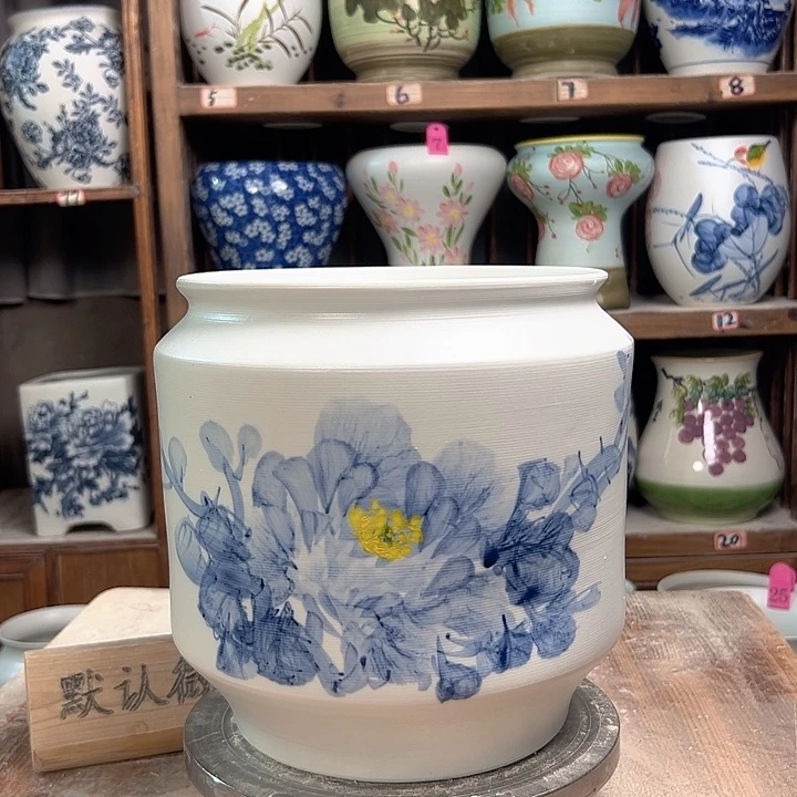 陶电饭煲兰兰牡丹手绘陶瓷