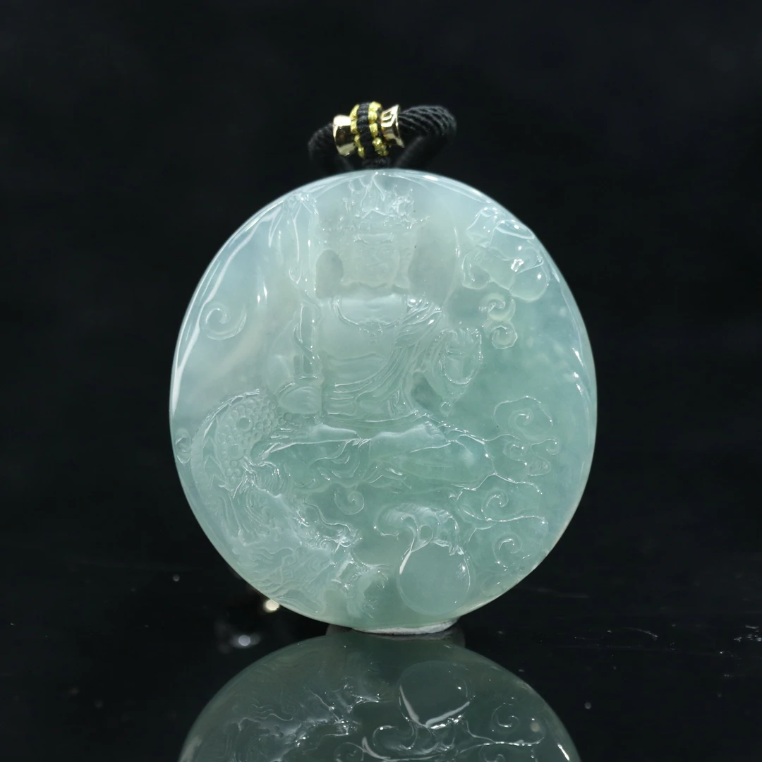 FC13天然缅甸翡翠A货冰晴绿挂件/300617/保利厦门拍卖