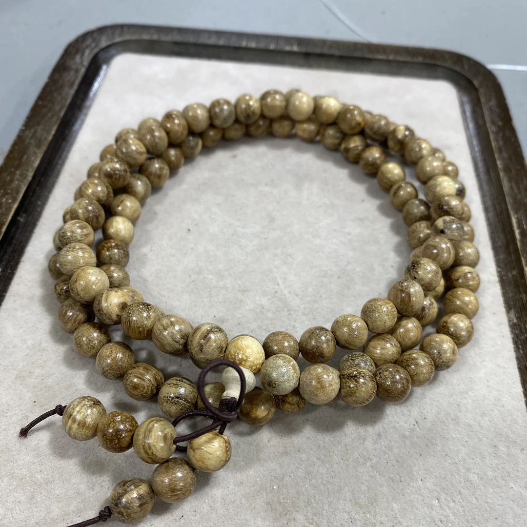 B831奶香木圆珠卡0.8多圈柚木手串（底色多样，发其一）