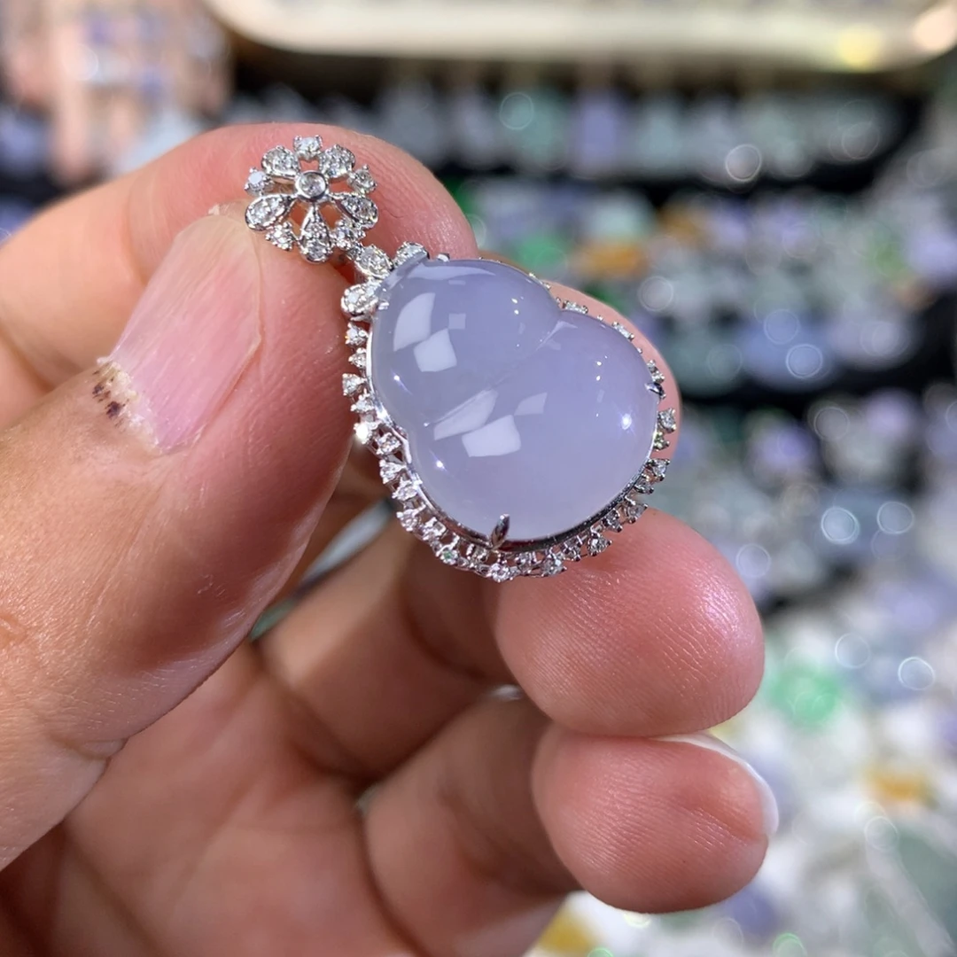 翡翠18K金镶嵌吊坠(不含链)