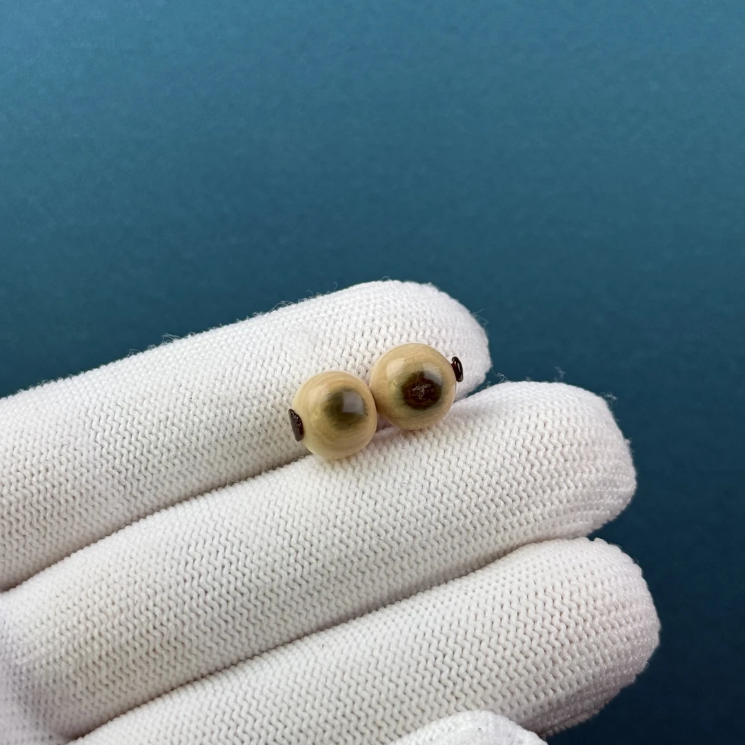 D91-08天然猛犸牙 蓝眼睛珠 9mm支持复检假一罚十