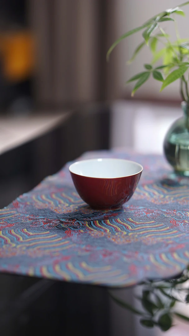 【宣之堂】-胭脂红敞口杯