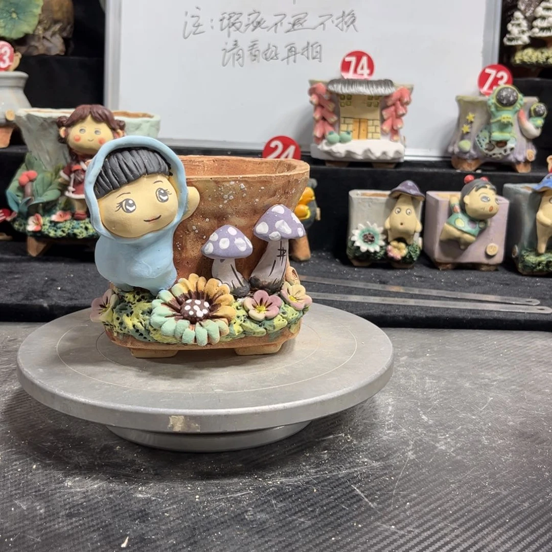 红陶一白狐花器多肉花盆