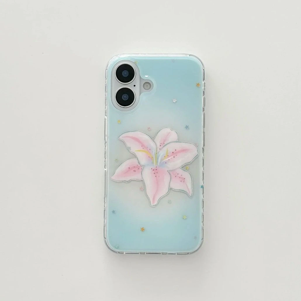 IMD粉色百合花适用iphone16苹果15果冻手机壳小米OPPOVIVO荣耀
