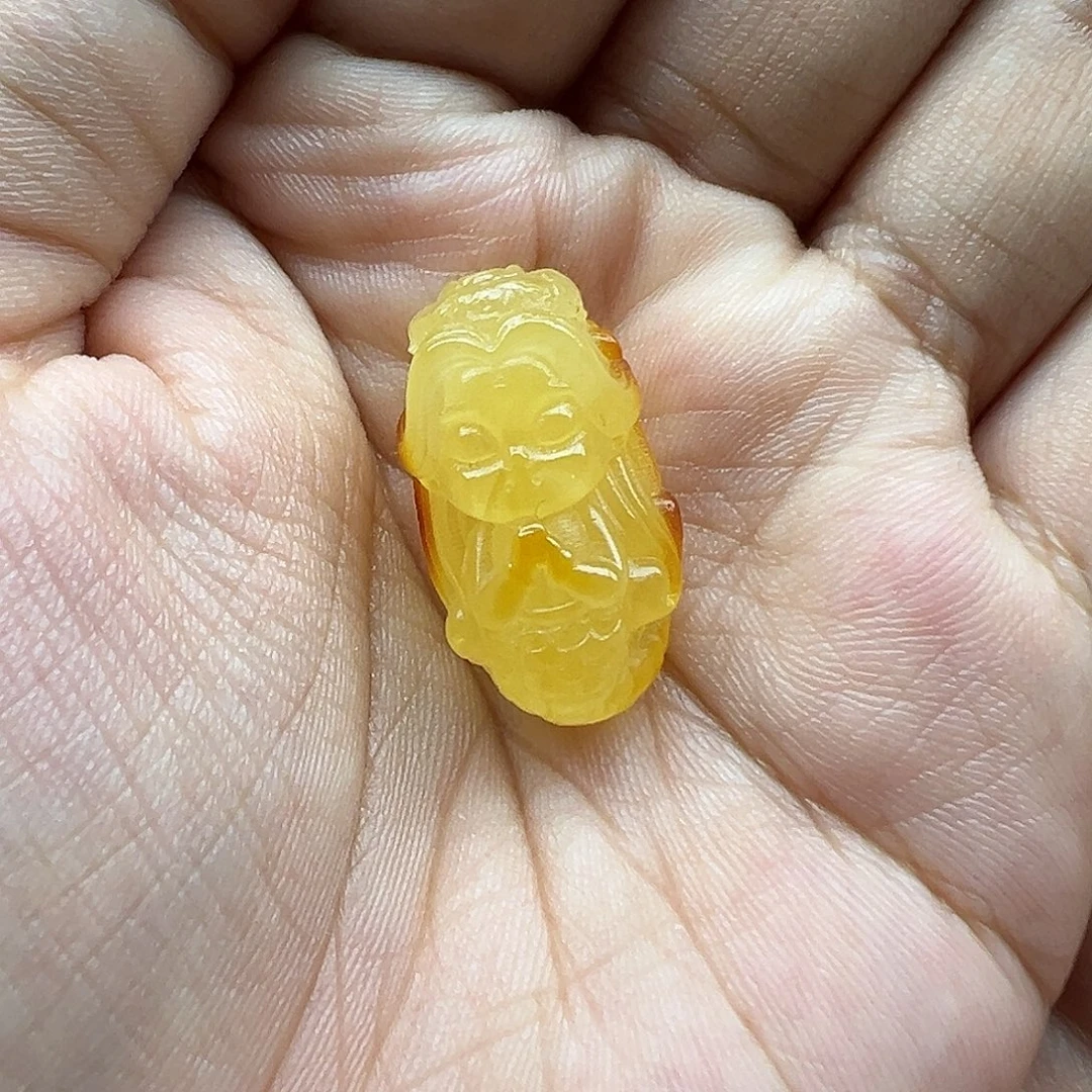 琥珀未镶嵌珠宝奇石美人鱼打孔不退换