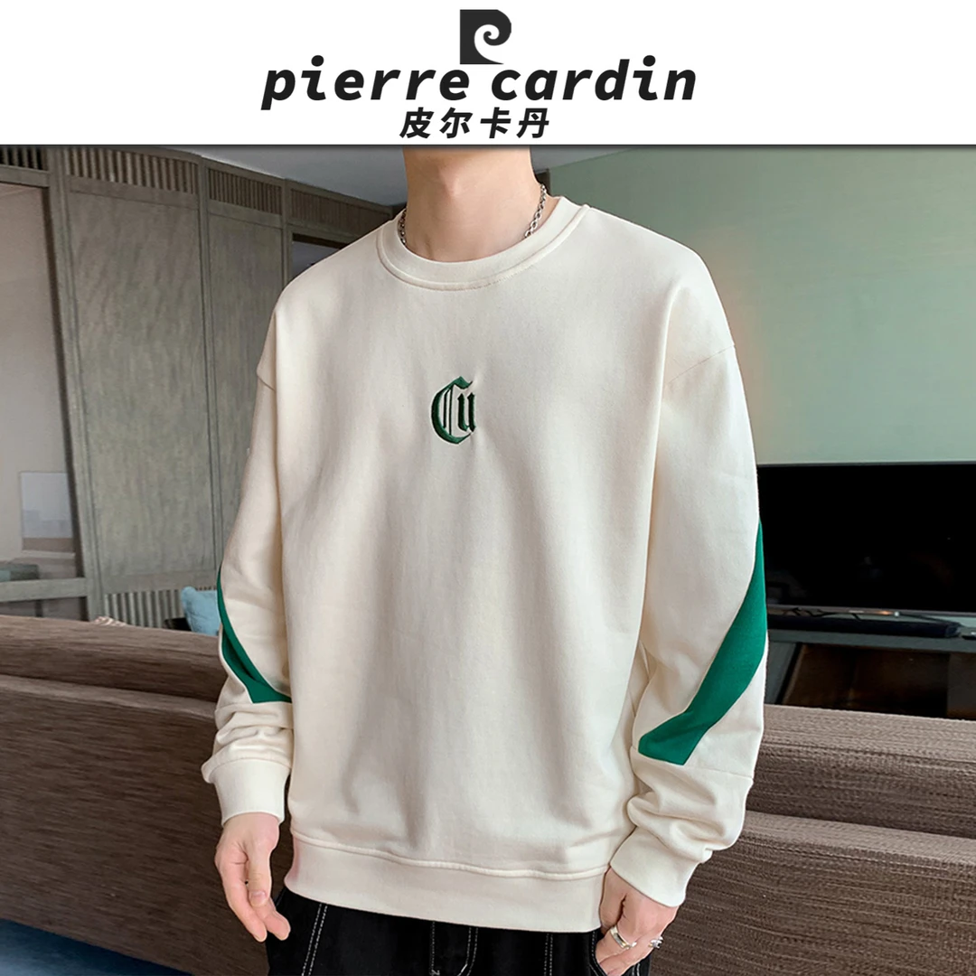 皮尔卡丹【官方】长袖刺绣男春秋季2025新款卫衣内搭休闲圆领打底衫