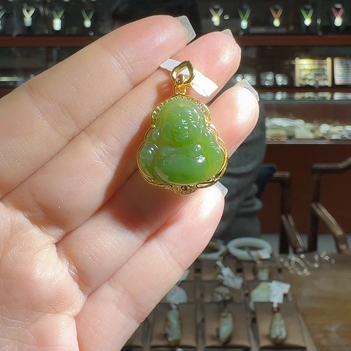 和田玉吊坠(不含链)银S925镶嵌