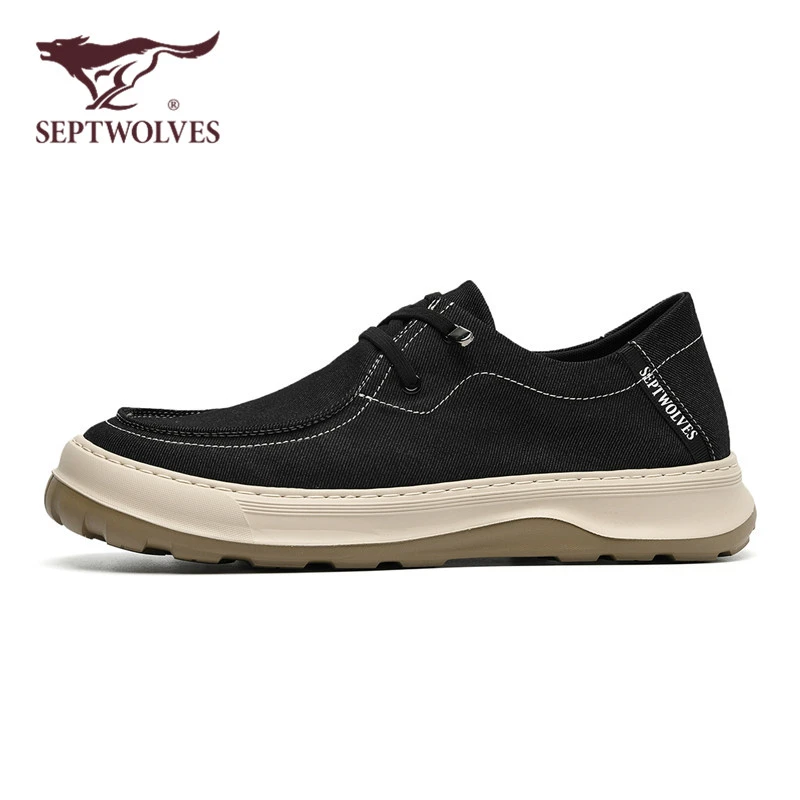 七匹狼品牌男鞋秋季轻便透气薄款帆布鞋男时尚百搭一脚蹬休闲布鞋