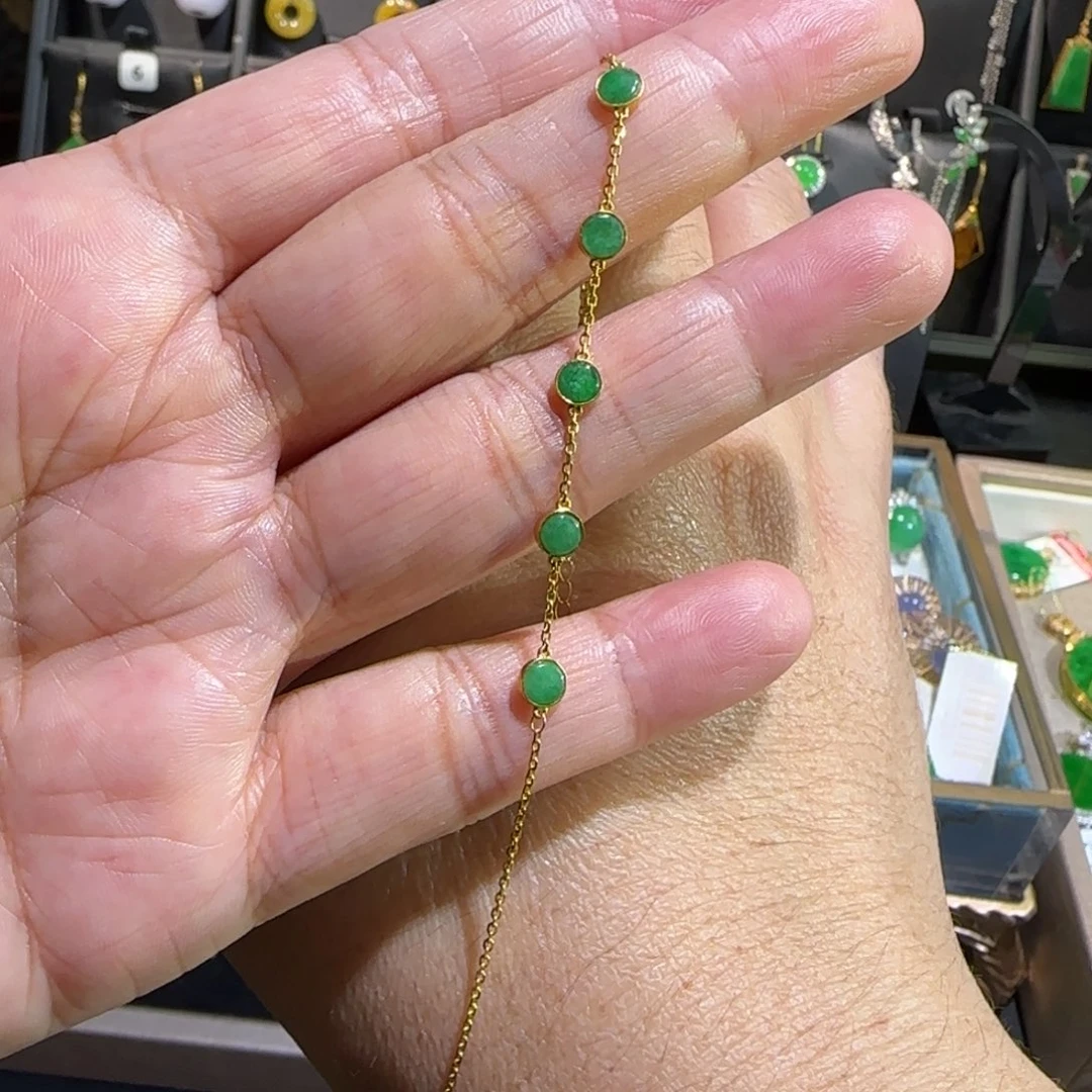 翡翠18K金镶嵌颈饰手链