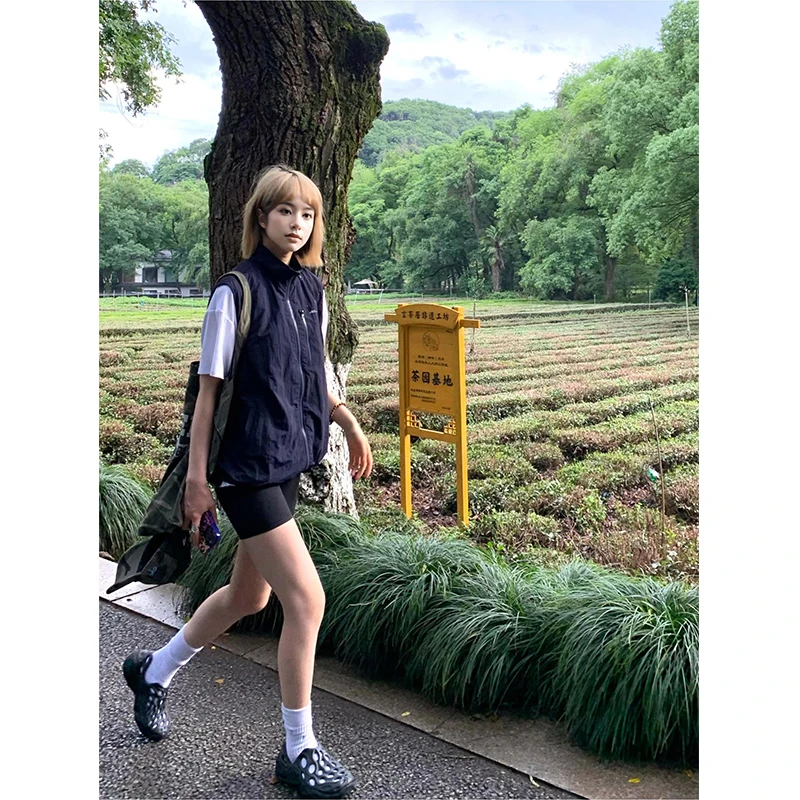 KSKM藏蓝色户外马甲上衣2025夏季新款山系坎肩情侣装无袖背心外套