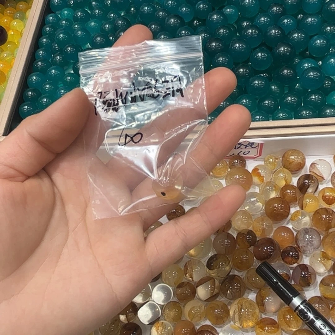 水晶珠宝半成品未镶嵌陌****月黄胶花单珠14毫米