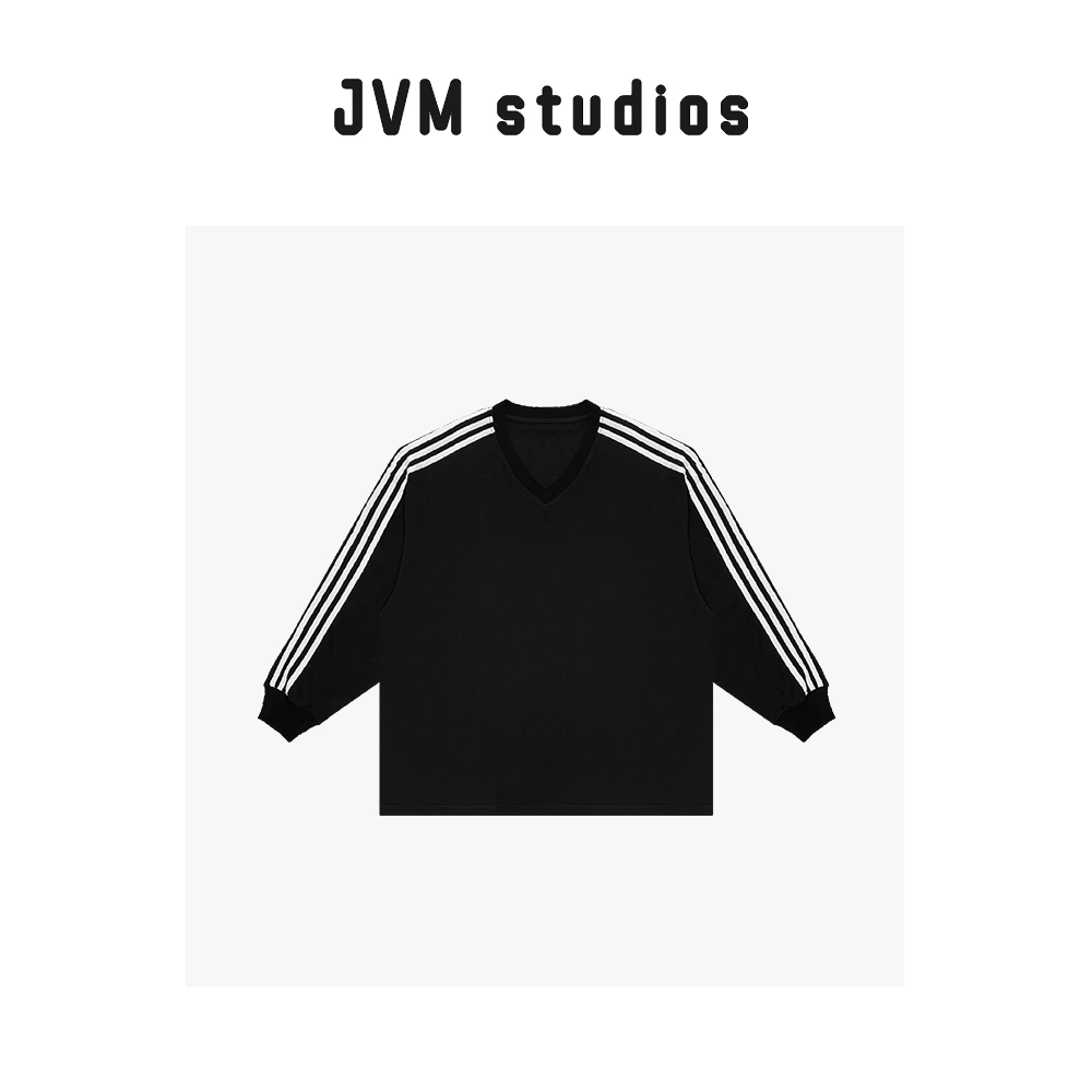 新款JVM定制『张喜儿』休闲风运动宽松V领长袖套头早秋短袖27357