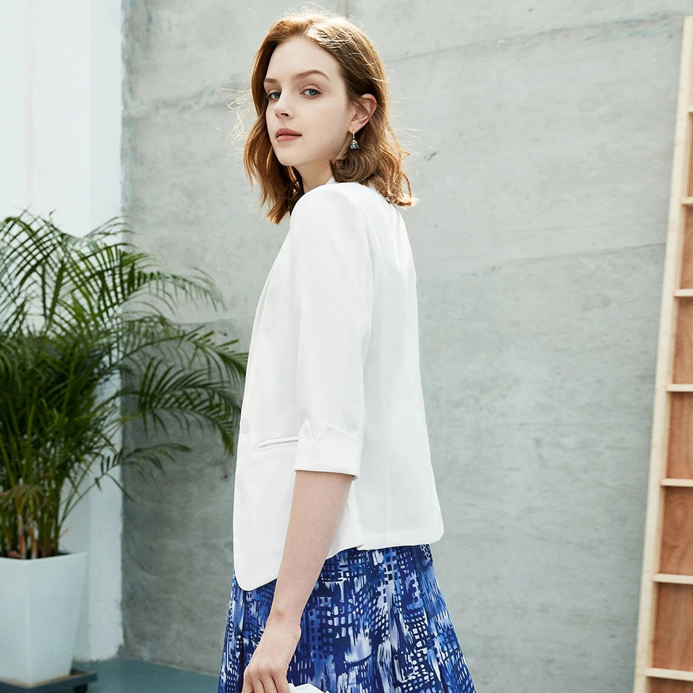 颜域薄款纯色小西装女夏季2025新款通勤显瘦气质职业00S110121