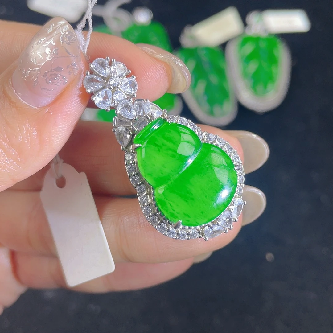 翡翠吊坠(不含链)银S925镶嵌