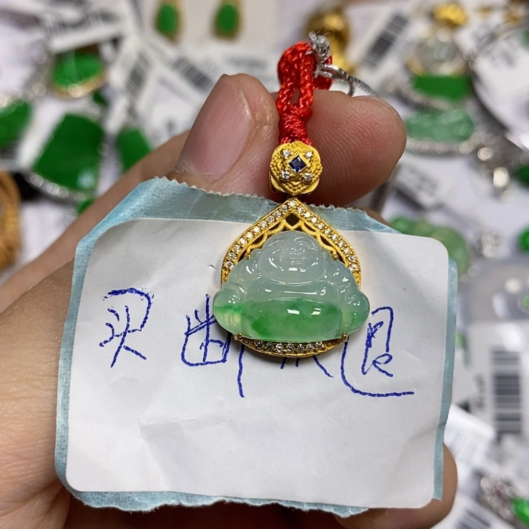 【闪购商品】足金镶嵌戒指翡翠欢*?吊坠