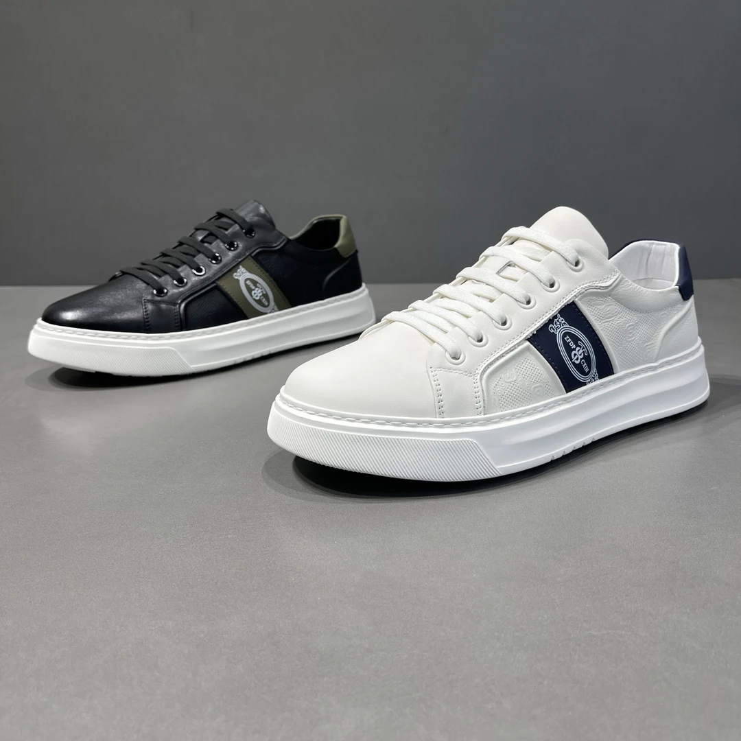 欧丽龙男鞋头层牛皮冲孔透气板鞋真皮软底小白鞋休闲鞋5766