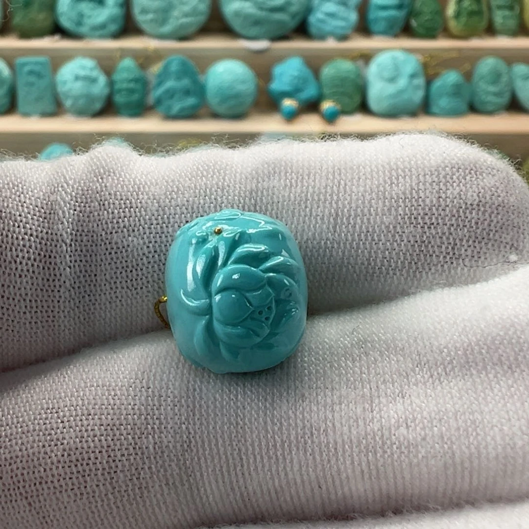 未镶嵌绿松石莲花珠 12.7mm