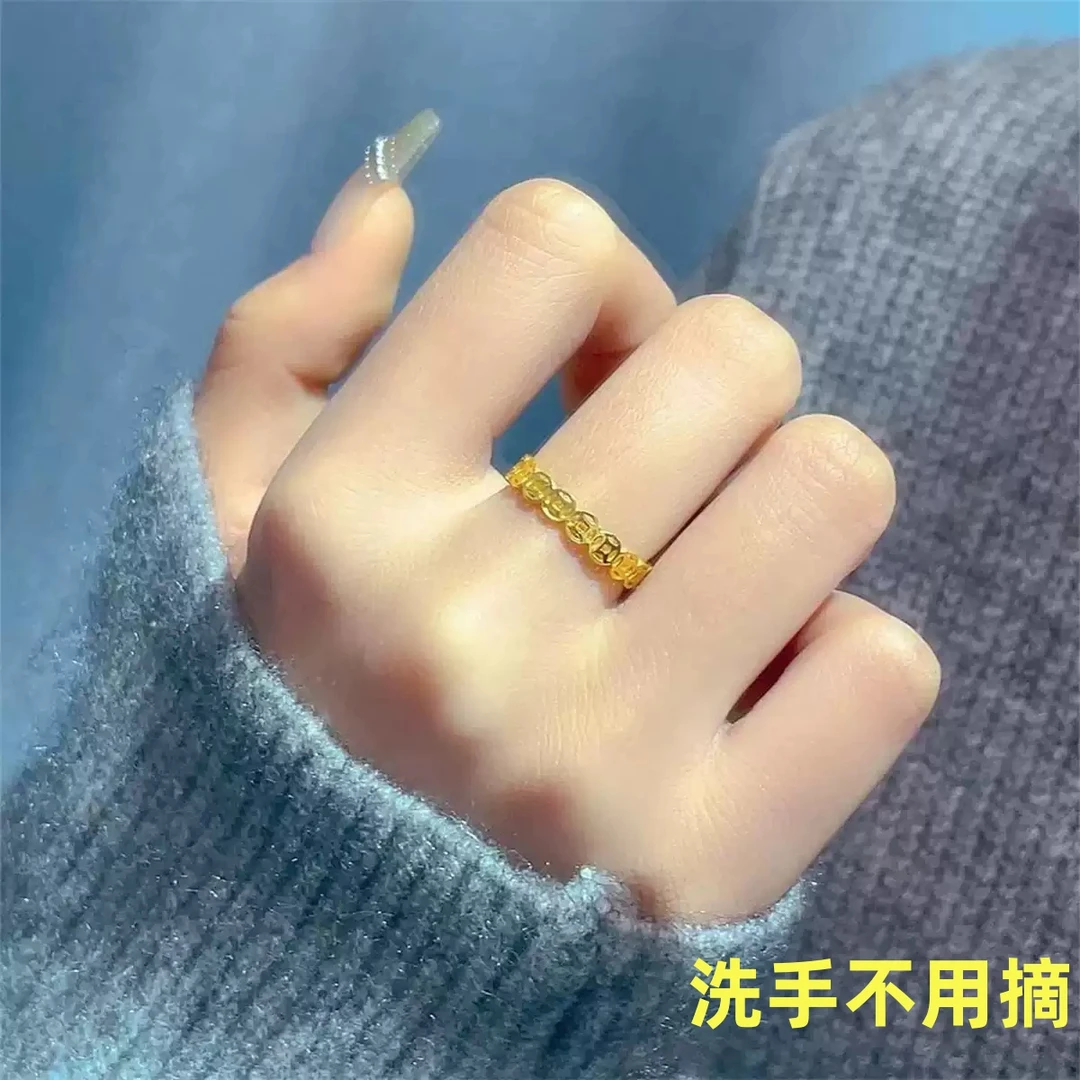 钛钢戒指 财源滚滚招财戒指不掉色女时尚个性戒气质网红素圈指环