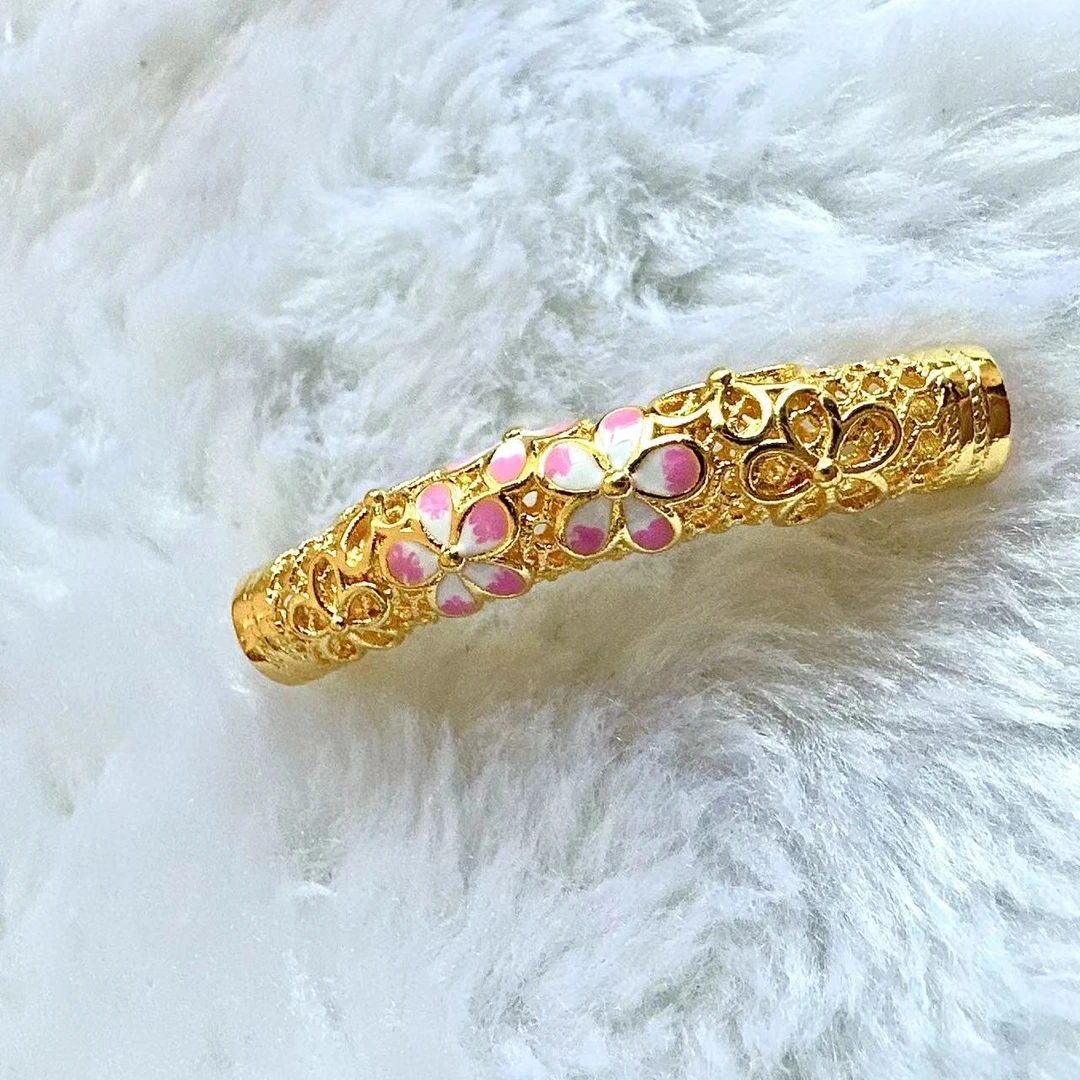 L-8085  足金珐琅彩工艺桃花弯管