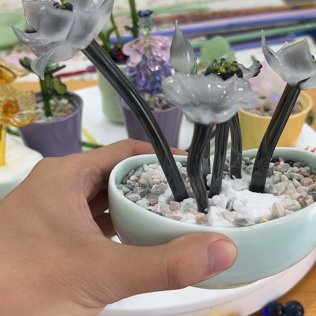 手工艺品琉璃琉璃手工莲花一整套
