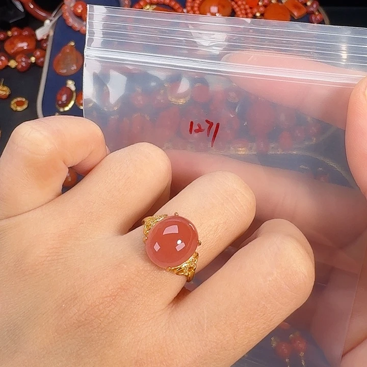 涂***蓝南红玛瑙银S925镶嵌戒指