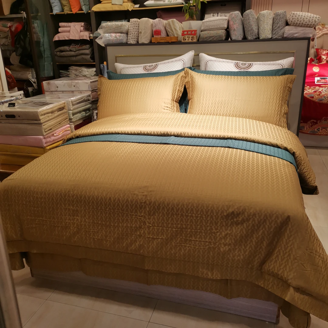 纯色全棉提花四件套轻奢高贵大气磨毛加厚印花床上用品欧式床品