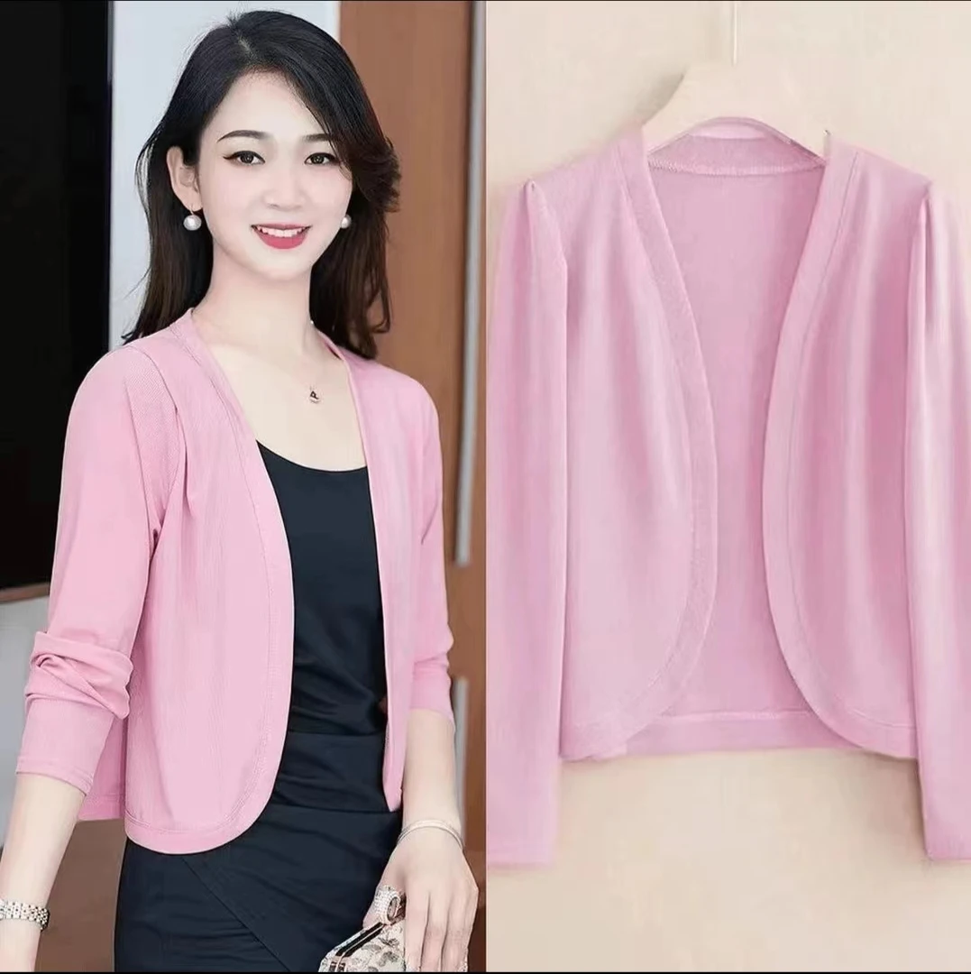 2025新款冰丝长袖开衫薄款小外搭披肩春夏季百搭时尚防晒护肩外套