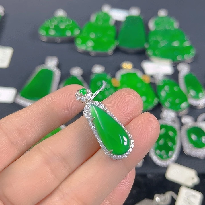 翡翠银S925镶嵌吊坠(不含链)